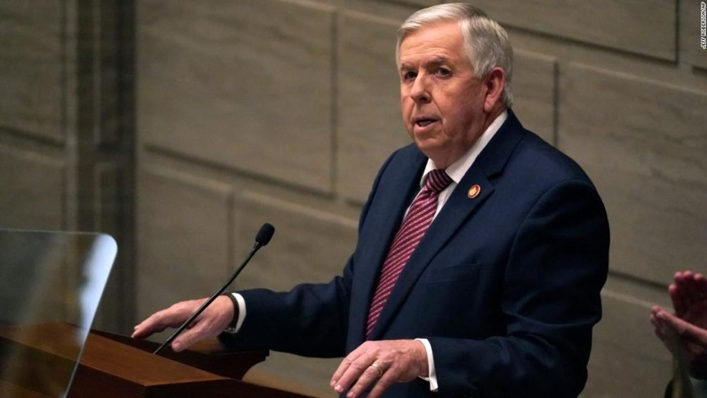 FILE - In this Jan. 27, 2021 file photo, Missouri Gov. Mike Parson delivers the State of the State address in Jefferson City, Mo.  A judge on Tuesday sided with Missouri Gov. Mike Parson in his decision in June to end several federal programs that provided enhanced jobless benefits for Missourians. The Republican governor said it was meant to prod people back to work, but Missouri Jobs With Justice, which filed suit on behalf of unemployed Missourians, said the decision was damaging to many people who lost work during the COVID-19 pandemic. AP Photo/Jeff Roberson, File)